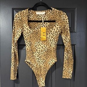 Animal Print Long Sleeve Bodysuit